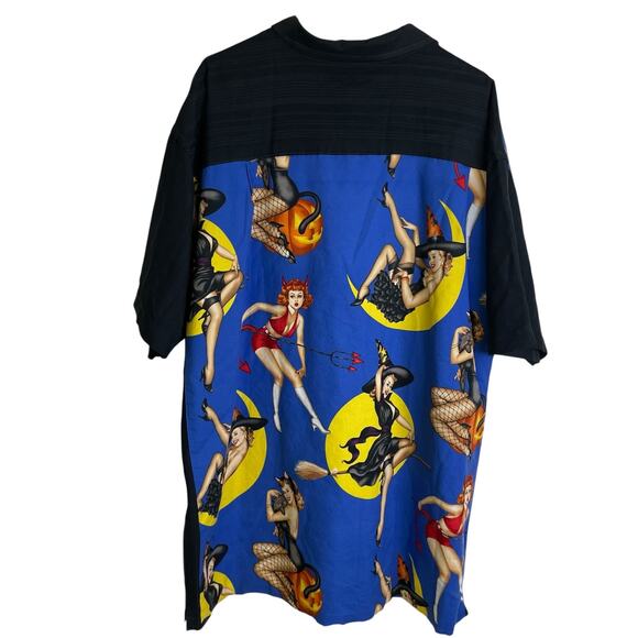 Van Heusen Shirt Mens 2XLT Black Pin-Up Girls Halloween Holiday Devil Novelty * - Picture 2 of 11